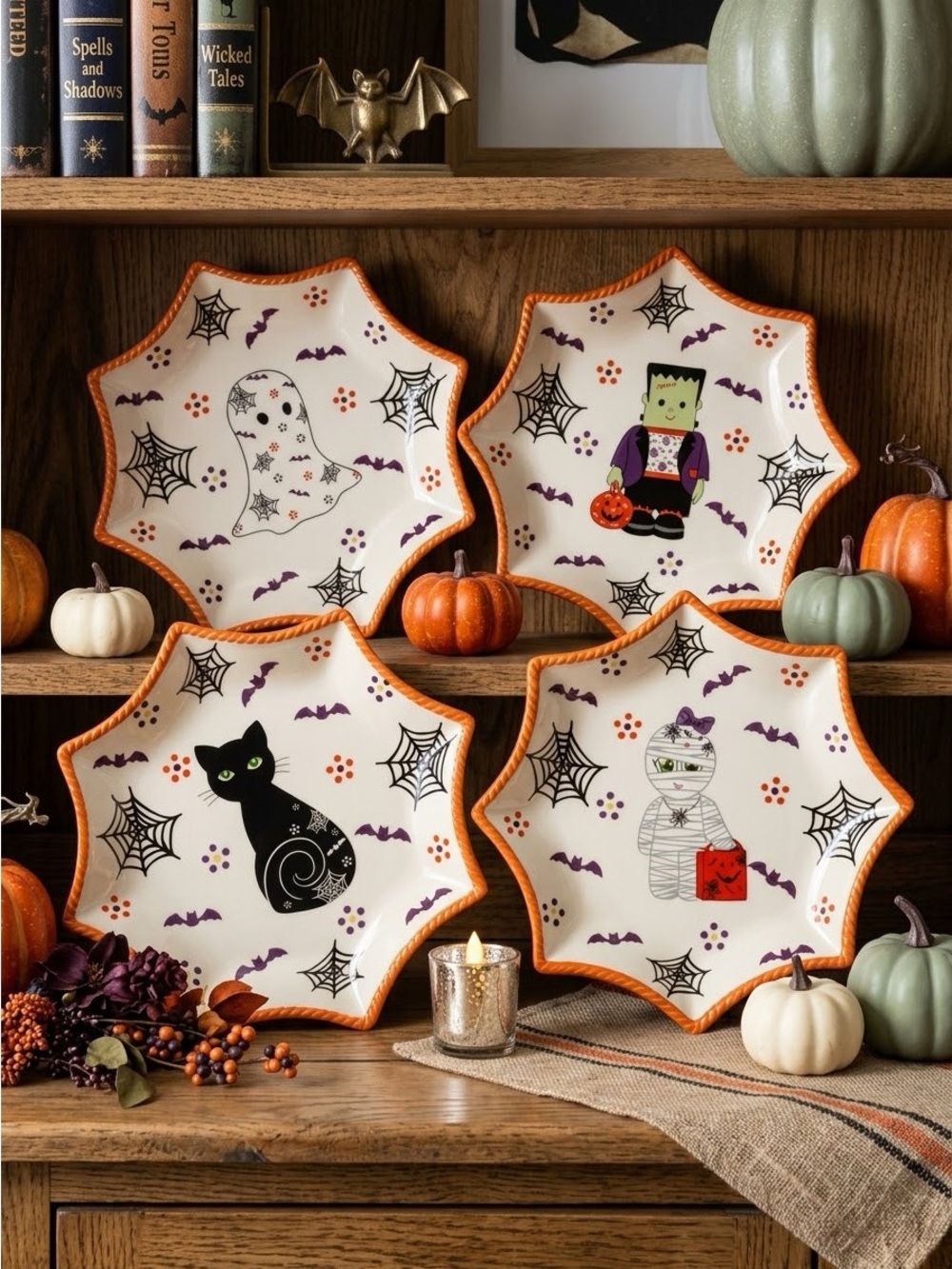 Temp-tations Boofetti Halloween Appetizer Plates set of 4